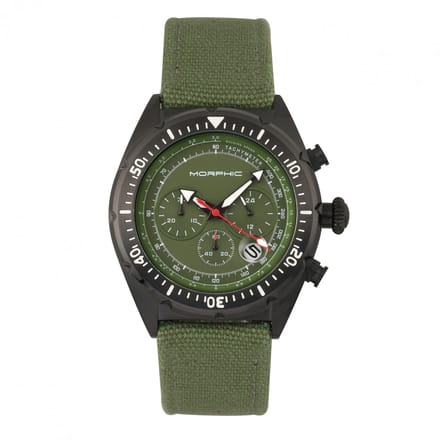 Morphic M53-serie chronograaf vezelgeweven lederen band horloge met datum
