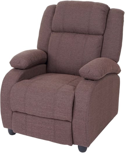 TV fauteuil Lincoln, fauteuil met verstelbare rugleuning, stof/textiel ~ mahonie