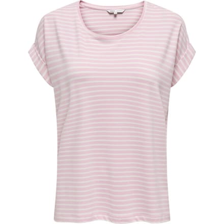 ONLY ONLMOSTER STRIPE S/S O-NECK TOP JRS NOOS Dames T-shirt - Pink Lady Cloud Dancer