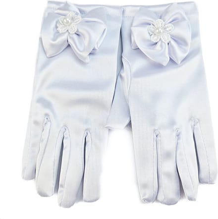BamBella® - Handschoenen voor communie feest bruiloft kinderen Meisje kort Wit