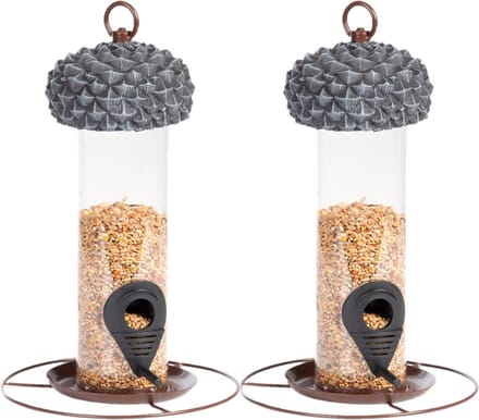 Best for Birds Vogelvoedersilo - 2x stuks - metaal/PCV - 27 cm - vogel voederplek