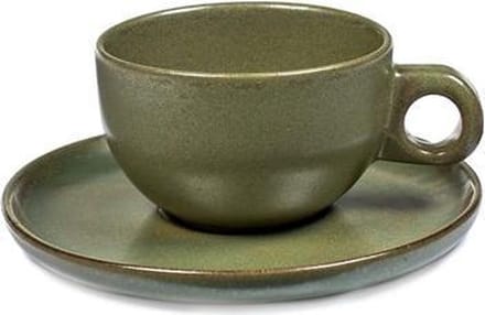 Serax Sergio Herman Surface camogreen kop + schotel cappuccino (set van 4)