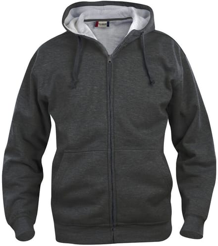 Clique Basic hoody Full zip Antraciet Melange maat XS
