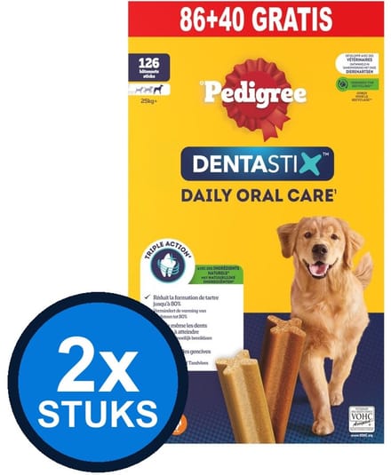 2x Pedigree - Dentastix L 86+40 - Hondenvoer Snacks - 4.86 kg