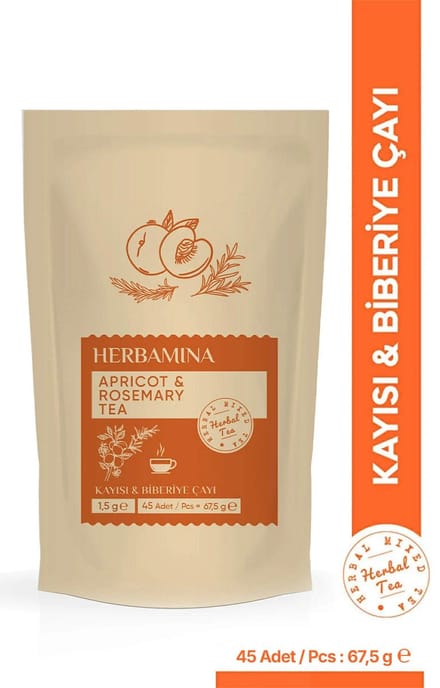 Herbamina Thee Abrikoos & Rozemarijn Gemengde Kruidenthee 45 theezakjes