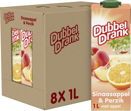 Dubbeldrank - Sap - Sinaasappel & perzik - 8 x 1L