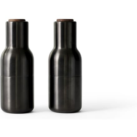 Audo Bottle Grinder Classic molenset - messing, brons - deksel walnoot