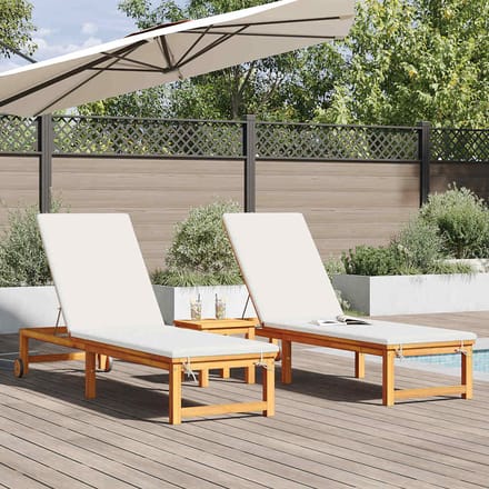 vidaXL - Ligstoel - 3 - st - Massief - Acacia - Hout - Bruin