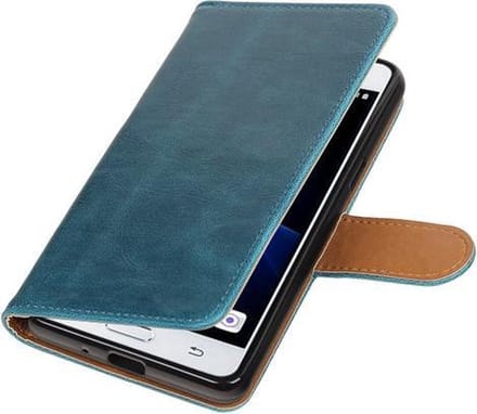 Blauw Pull-Up PU booktype wallet hoesje voor Samsung Galaxy J3 Pro