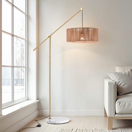 Verstelbare vloerlamp met natuurlijke kap - Bask