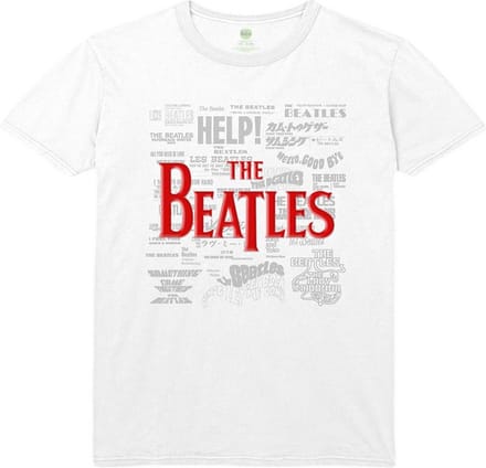 The Beatles - Titles & Logos Heren Tshirt - S - Wit