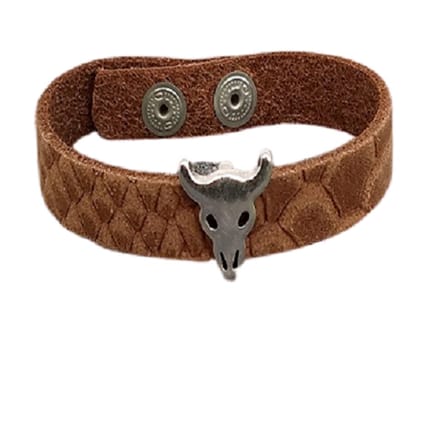 Armband-snake brown silver buffel