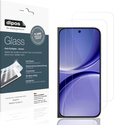 dipos – 2x Pantserfolie geschikt voor Xiaomi Redmi Turbo 5 | 9H Screenprotector