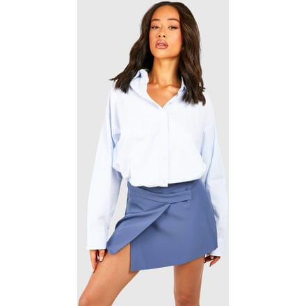 boohoo Dames Tailored Asymmetric Mini Rok | Leisteen Blauw | Maat: 36