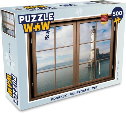 Puzzel Doorkijk - Vuurtoren - Zee - Legpuzzel - Puzzel 500 stukjes