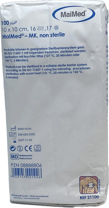 MaiMed non-woven gaascompressen 10cm x 10cm 16 laags - 100 stuks