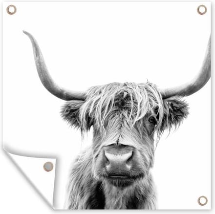 Tuindoek Schotse hooglander - Zwart - Wit - Dieren - 100x100 cm