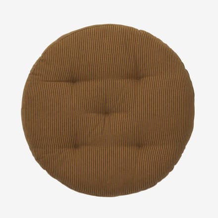 Madam Stoltz - Rond katoenen stoelkussen - 45cm - Bruin gestreept