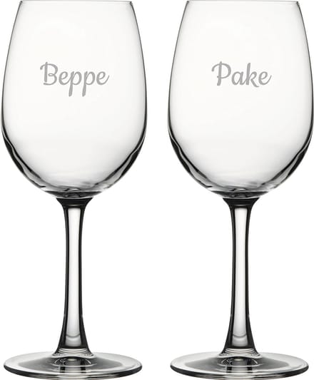Gegraveerde witte wijnglas 36cl Pake & Beppe
