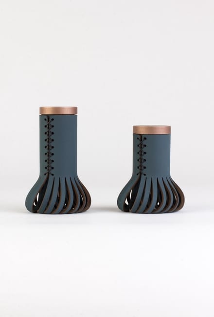Vacavaliente - Chef Peper- en Zout Set (by Christian Mohaded) - Gerecycled Leer - Blauw