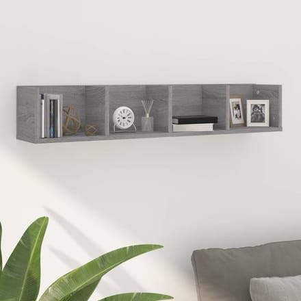 vidaXL - Wandschap - CD - 100x18x18 - cm - bewerkt - hout - grijs - sonoma - eikenkleur