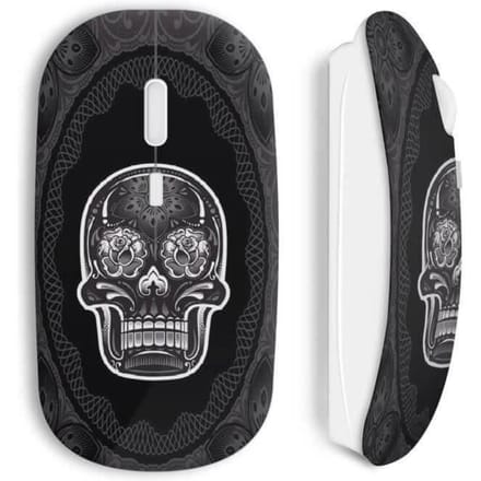 Souris sans fil - Design Tête de mort - Noir - USB wifi - Compatible Mac et PC