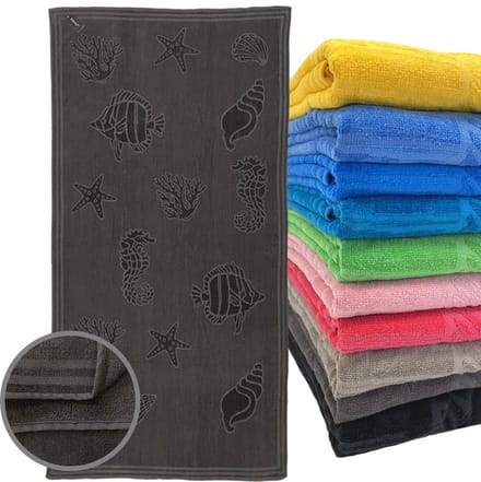 iSleep Strandlaken Schelp - 100% Katoen - Extra Groot - 100x200 cm - Zwart