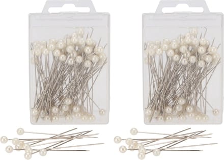 DK Design Spelden met parel kop/kopspelden/naaispelden - 6.5 cm - wit - 200x stuks - sierspelden