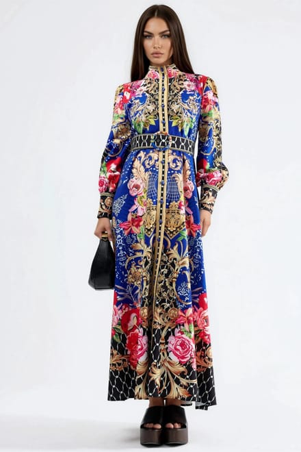Florale Maxi Jurk met Ceintuur