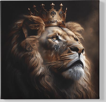 Canvas Schilderij - Dieren - Leeuwenkoning - Vierkant - Wanddecoratie - 60x60x2 cm