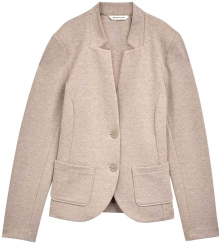 Tom Tailor - Slim fit blazer met ottoman-structuur - Maat M - soft taupe melange