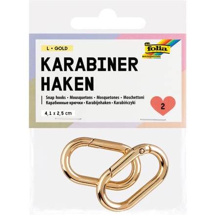 Karabijnhaken, 2 stuks - Goud
