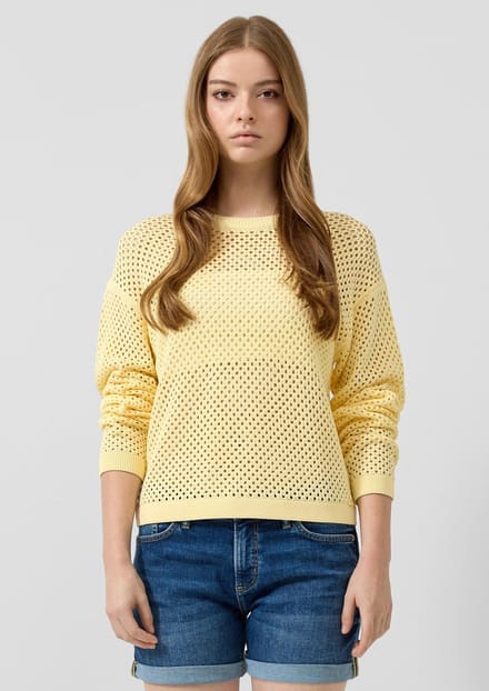 Vallend schoudertrui met opengewerkte print dames QS Regular Fit
