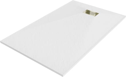 Mexen Hugo rechthoekige douchebak SMC 140 x 80 , wit, afdekplaat goud - 42108014-G