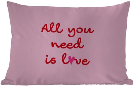 Buitenkussens - Tuin - Tekst - Roze - Love - Hart - 50x30 cm