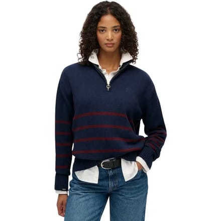 Superdry - Gebreide trui met halve rits - Dames - Sweaters