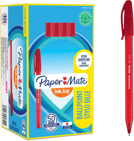 Paper Mate InkJoy 100ST Ballpoint Pens | Medium Point (1.0 mm) | Red | 50 Count