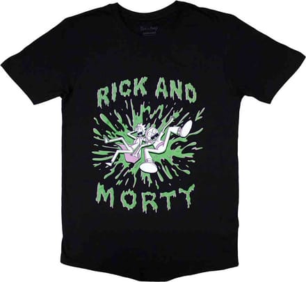 Rick And Morty - Green Splat Heren T-shirt - S - Zwart