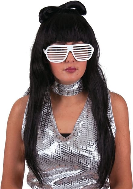 Zwarte Lady Gaga pruik met strik