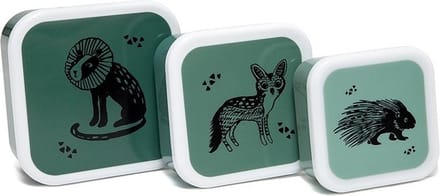 Petit Monkey snackbox set Black animals salie 12 x 12 cm