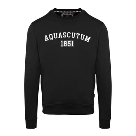 Aquascutum Heren-sweatshirt met gebogen logo (Zwart)