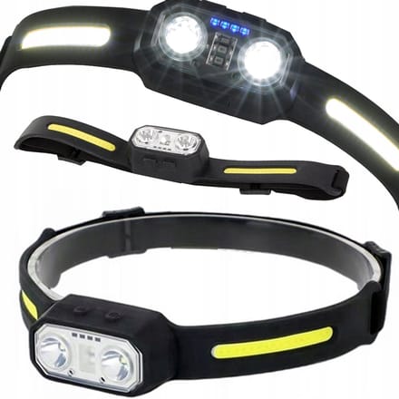 Hoofdlamp LED oplaadbaar | 2 COB LED + 2 XPE LED-Strip + 1 SMD-Red | met Sensor | 150 meter bereik | Verstelbaar