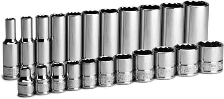 Dopsenset 22-delig - Doppen en bits - Auto reparatie - 12-punts WaveDrive - SAE inch maten - Gepolijst