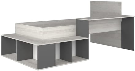 Vente-unique Combinatiebed hout antracietgrijs, natuurlijk licht 90 x 200 cm
