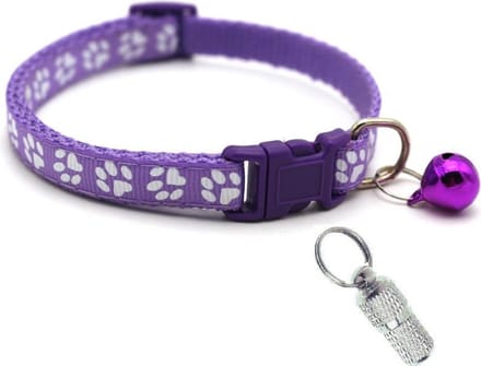 Verstelbare kat halsband met adreskoker paars