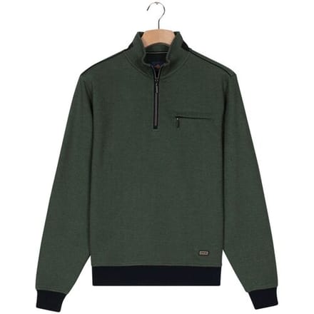 Baileys Trui Sweat Half Zip Two Tone Jacquard Doubleface Interlock Donker Groen / male