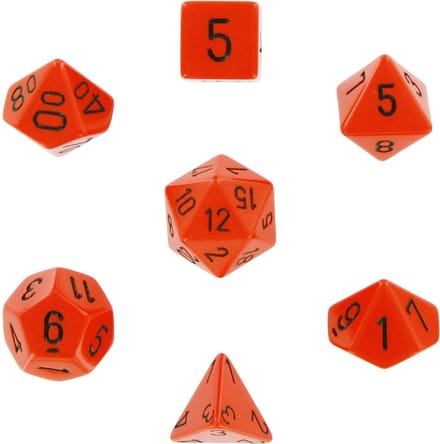 Chessex polydice set, Opaque Orange w/black