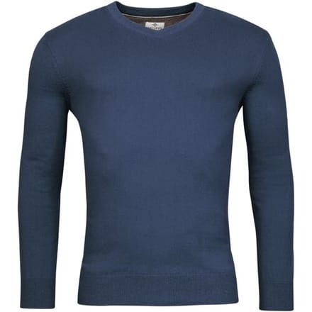 Baileys Trui V-Neck Cotton Cashmere Single Knit Deep Denim Blue / male