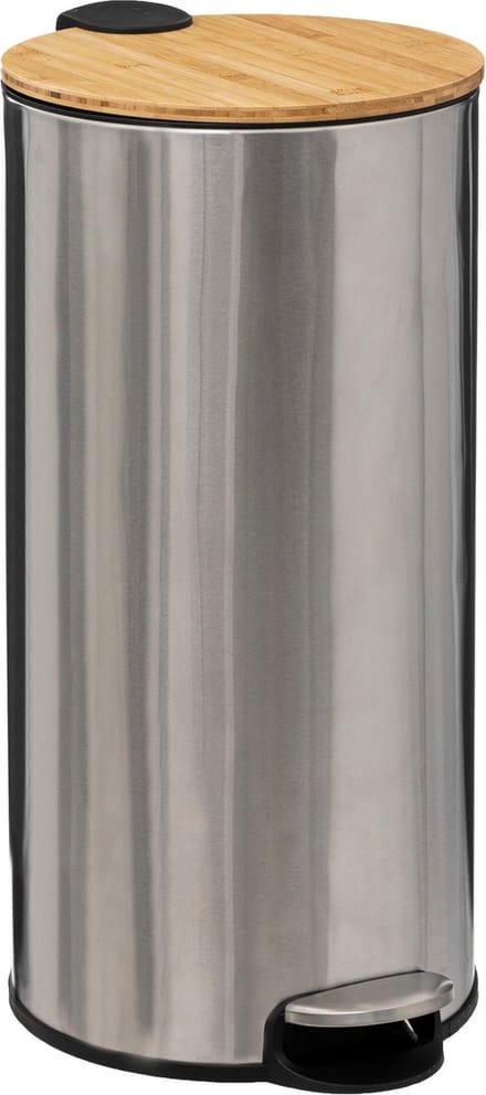 5Five Delta Afvalemmer - Soft close - Antigeur actief koolstoffilter - Uitneembare emmer - 30L - Bamboe Inox