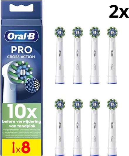 Oral B PRO Cross Action Opzetborstels Wit - 2 x 8 stuks